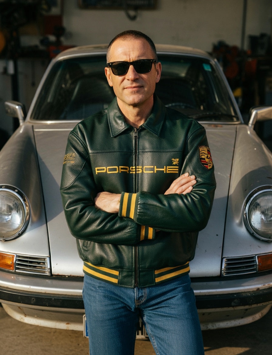 The '90s Green Racing Leather PU Jacket