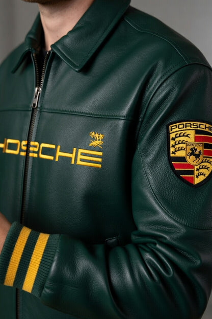 The '90s Green Racing Leather PU Jacket
